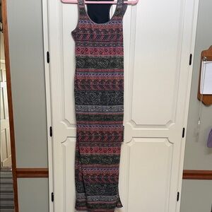 American Eagle Outfitters Pink and Black Patterned Maxi Dress